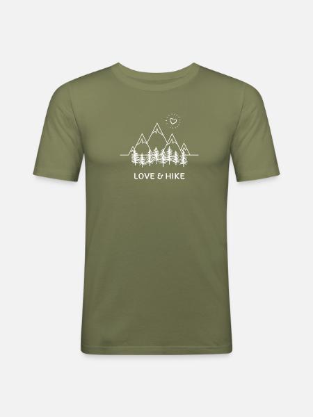 Love & Hike - Wandelen Love Mountains Bomen &Natuur - Mannen slim fit T-shirt - kakigroen