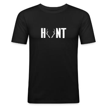 HUNT - Men's Slim Fit T-Shirt - black - Front - Nik (191cm)