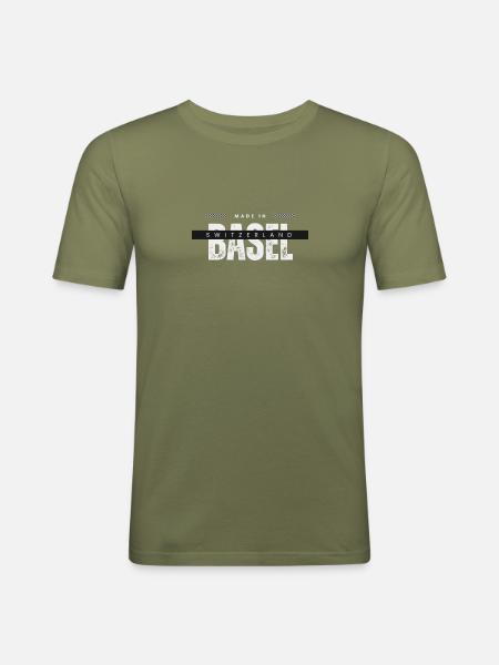 Made in Basel - Männer Slim Fit T-Shirt - Khaki Grün