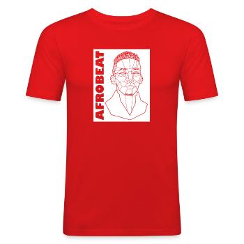Portrait géométrique de l’homme afrobeat - T-shirt près du corps Homme - rouge - Devant - Jaron (178cm)