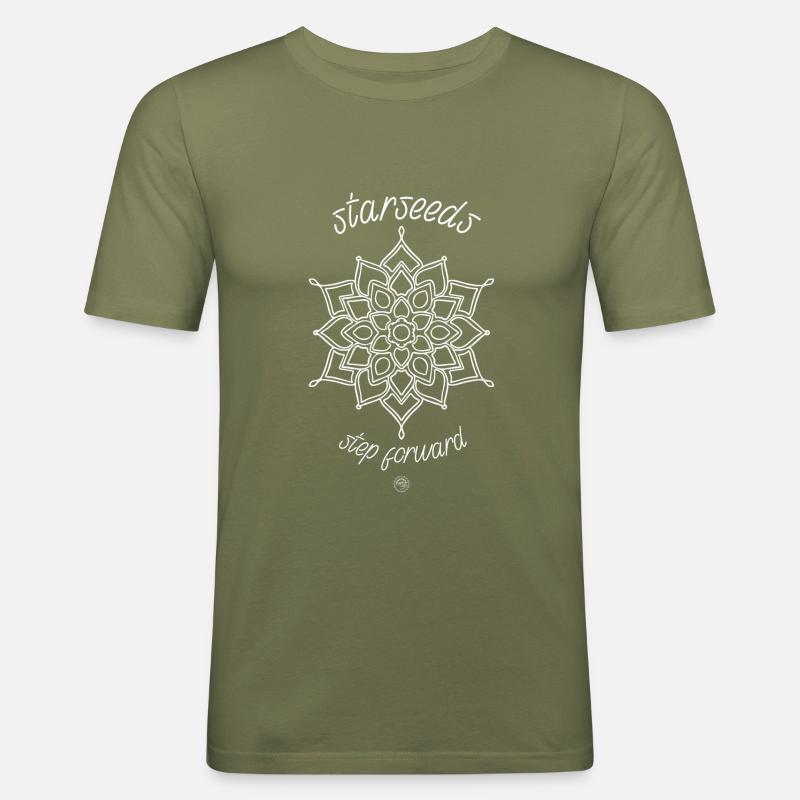 STARSEED - Männer Slim Fit T-Shirt - Khaki Grün