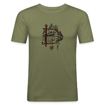 monogram D, letter D, initial D, name D, - Men's Slim Fit T-Shirt - khaki green - Front - Jaron (178cm)