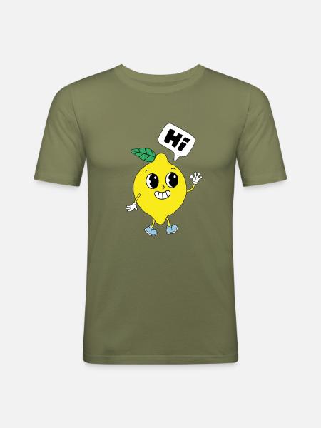 Hi Zitrone - Männer Slim Fit T-Shirt - Khaki Grün