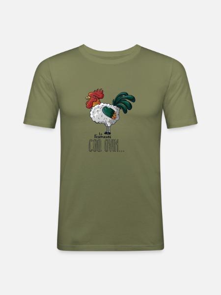 Coq ovin - T-shirt près du corps Homme - vert kaki