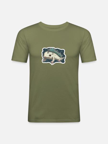 Axolotl - Männer Slim Fit T-Shirt - Khaki Grün
