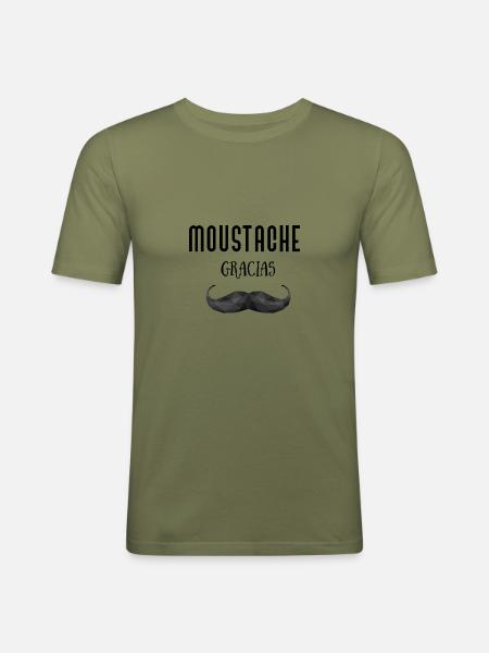 Schnurrbart Gracias Humor - Männer Slim Fit T-Shirt - Khaki Grün