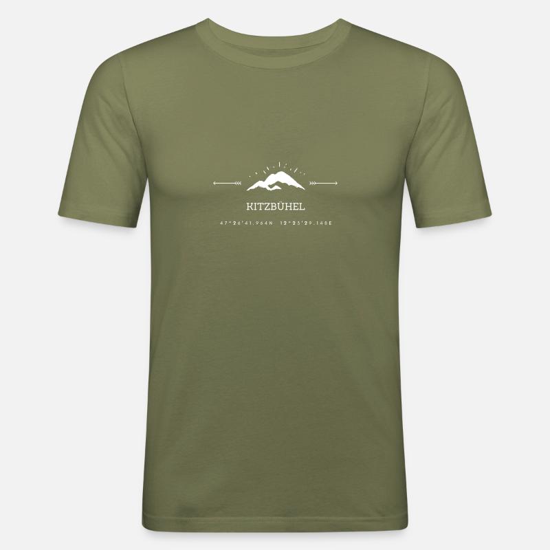 Minimalistisches Kitzbühel-Logo - Männer Slim Fit T-Shirt - Khaki Grün