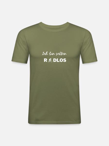 Ich bin selten Radlos - Männer Slim Fit T-Shirt - Khaki Grün