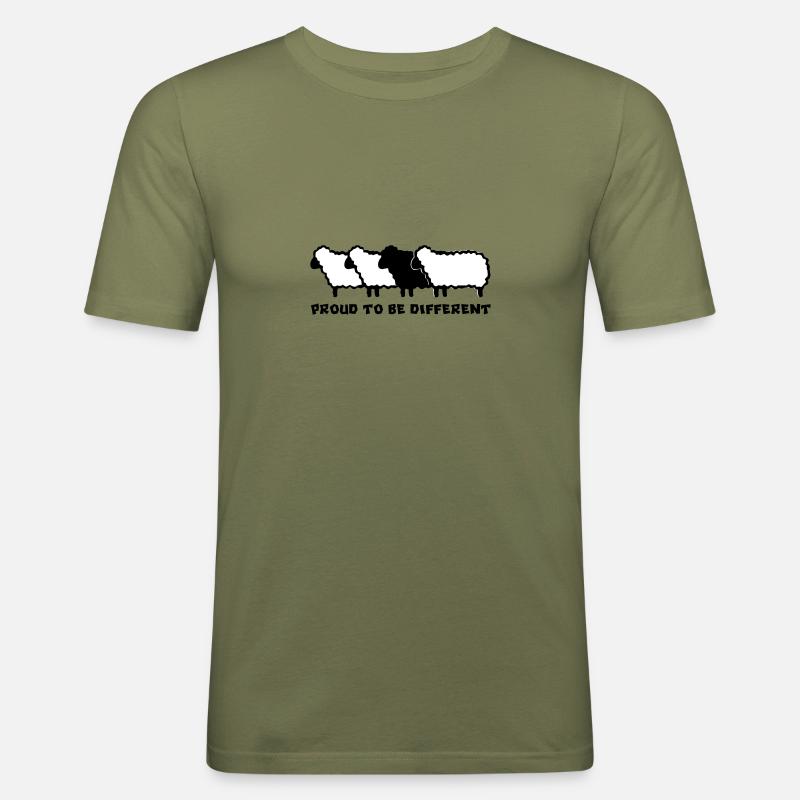 DIFFERENT SHEEP 2 - 2C - Männer Slim Fit T-Shirt - Khaki Grün
