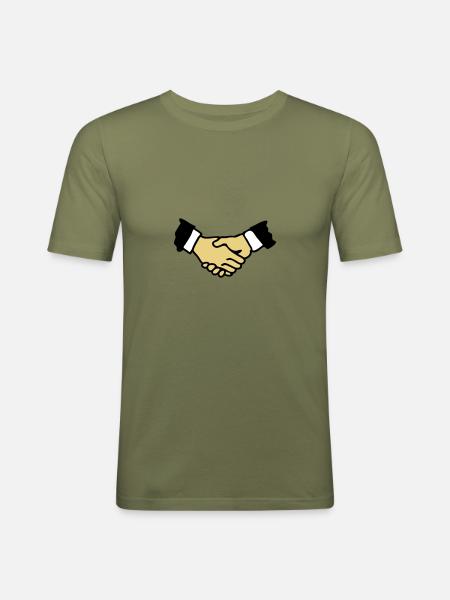 Shaking hands 3 - Men's Slim Fit T-Shirt - khaki green