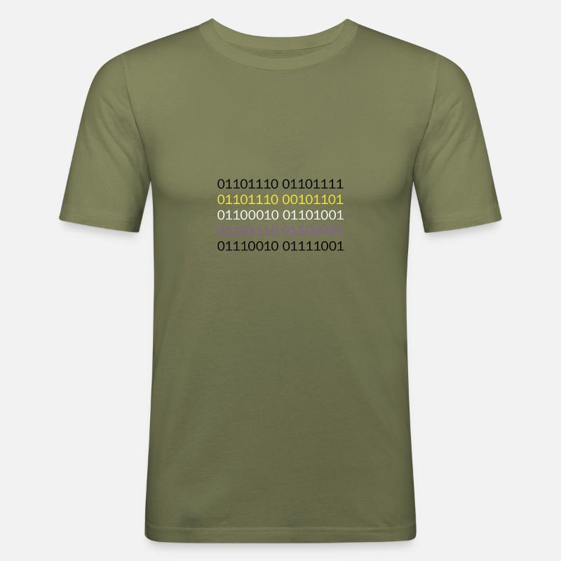 NON-BINARY to binary code - Men's Slim Fit T-Shirt - khaki green