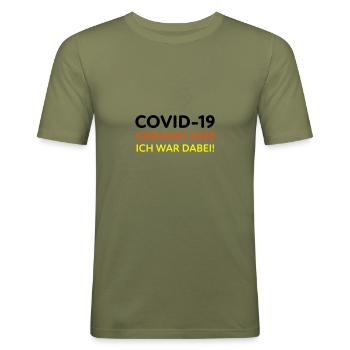 Covid Germany - Männer Slim Fit T-Shirt - Khaki Grün - Vorne - Jaron (178cm)