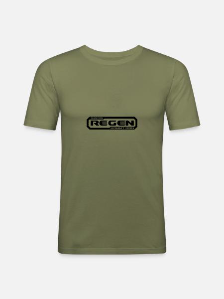 Regen kommt rein. - Männer Slim Fit T-Shirt - Khaki Grün