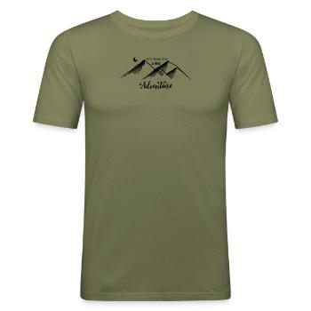 time for new adventure - Männer Slim Fit T-Shirt - Khaki Grün - Vorne - Jaron (178cm)
