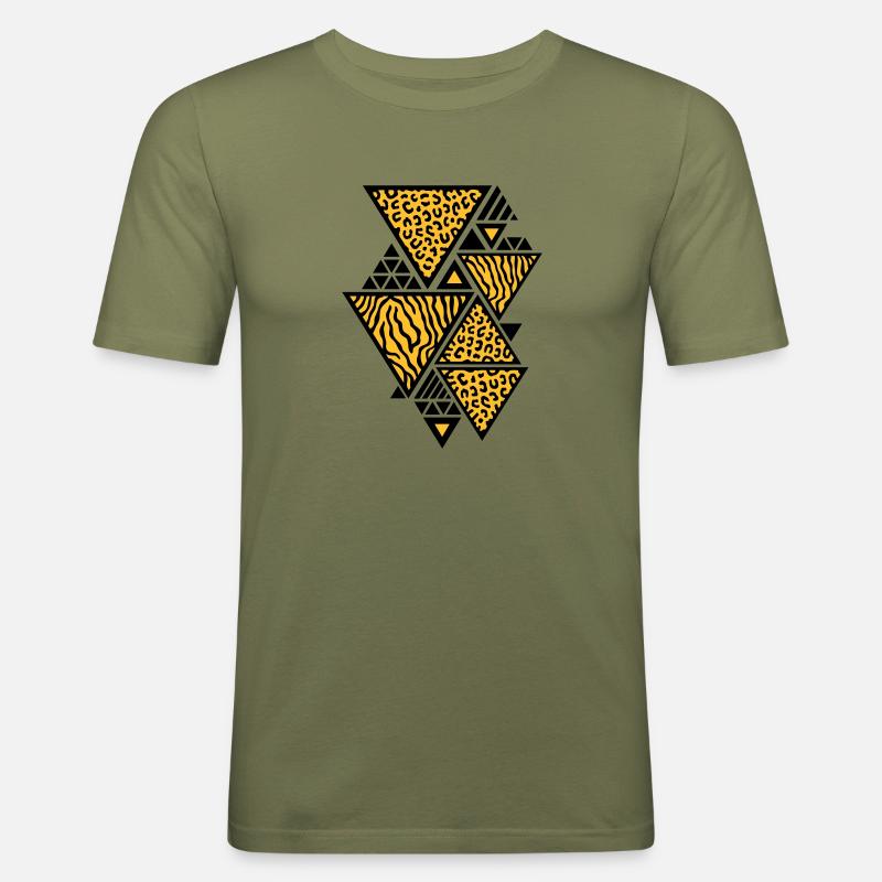 Triangle pattern (Tiger / Leopard) - Men's Slim Fit T-Shirt - khaki green