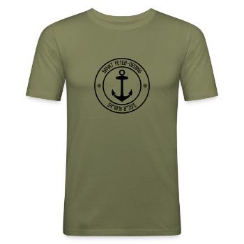 Sankt Peter-Ording mit Anker - Männer Slim Fit T-Shirt - Khaki Grün - Vorne - Jaron (178cm)