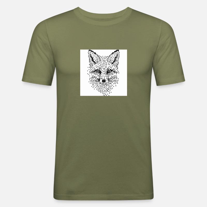 Fuchs (Dot-Point) - Männer Slim Fit T-Shirt - Khaki Grün