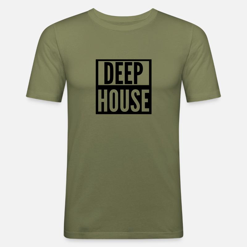 deep house - Männer Slim Fit T-Shirt - Khaki Grün