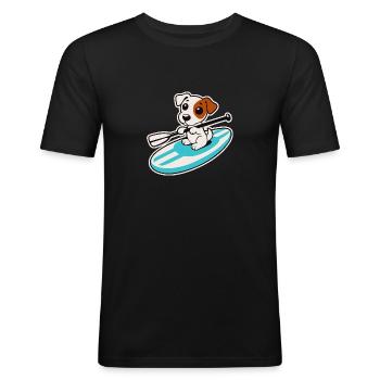 JackUpPaddle_Outline - Männer Slim Fit T-Shirt - Schwarz - Vorne - Nik (191cm)