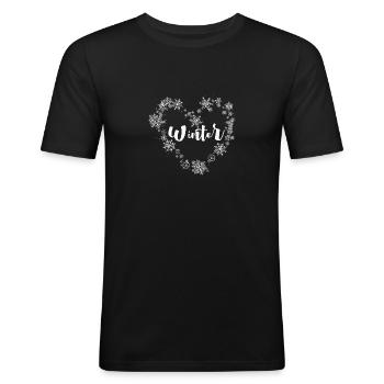J’aime l’hiver, la neige, le froid et le bonhomme de neige - T-shirt près du corps Homme - noir - Devant - Nik (191cm)