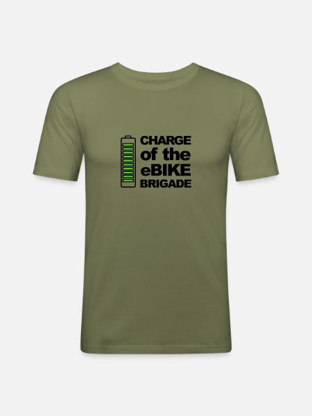 Ebike Battery Fun - Men's Slim Fit T-Shirt - khaki green