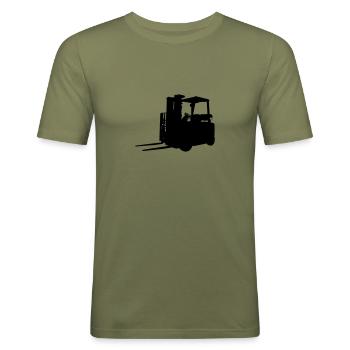 forklift - Men's Slim Fit T-Shirt - khaki green - Front - Jaron (178cm)