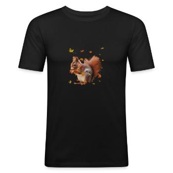 Écureuil - T-shirt près du corps Homme - noir - Devant - Nik (191cm)