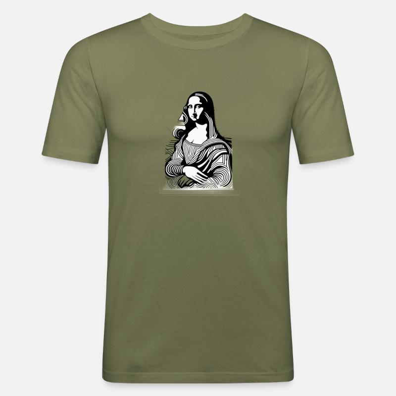 Moderne Monalisa - Männer Slim Fit T-Shirt - Khaki Grün