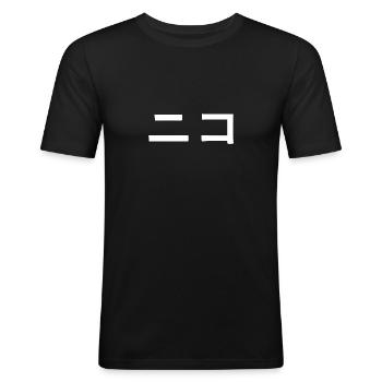 Niko, Nico, Nieko auf Japanisch - Männer Slim Fit T-Shirt - Schwarz - Vorne - Nik (191cm)