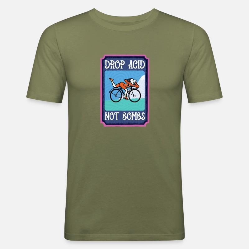 LSD Drop Acid Not Bombs - Männer Slim Fit T-Shirt - Khaki Grün
