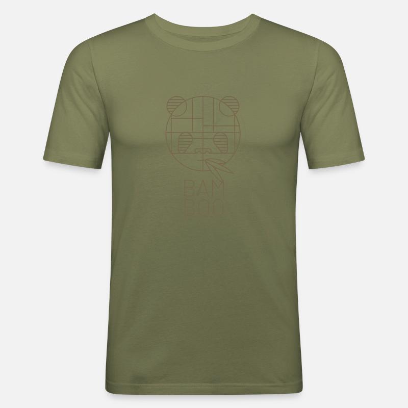 Sweet munching Panda - Linework-brown - Männer Slim Fit T-Shirt - Khaki Grün