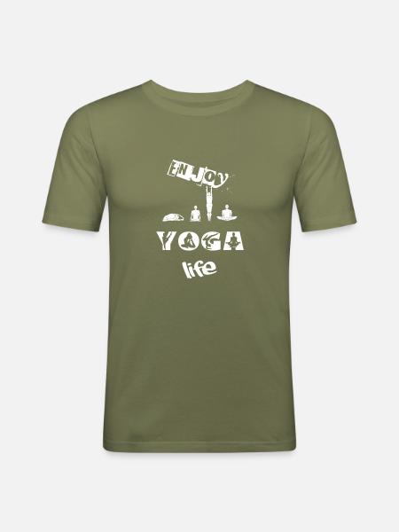 weißes Yogaleben - Männer Slim Fit T-Shirt - Khaki Grün