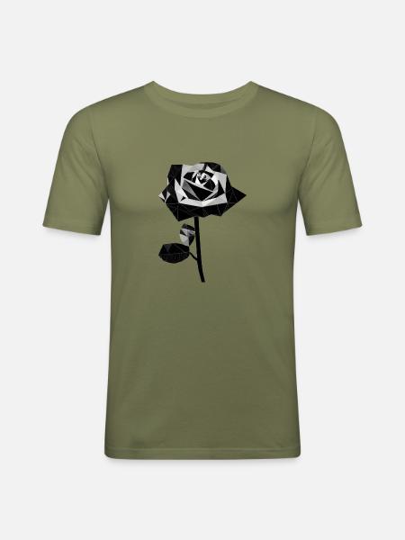 Polygone rose noire - T-shirt près du corps Homme - vert kaki