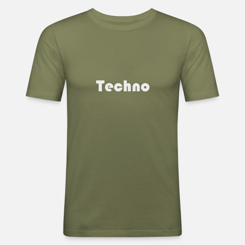 Techno - Männer Slim Fit T-Shirt - Khaki Grün