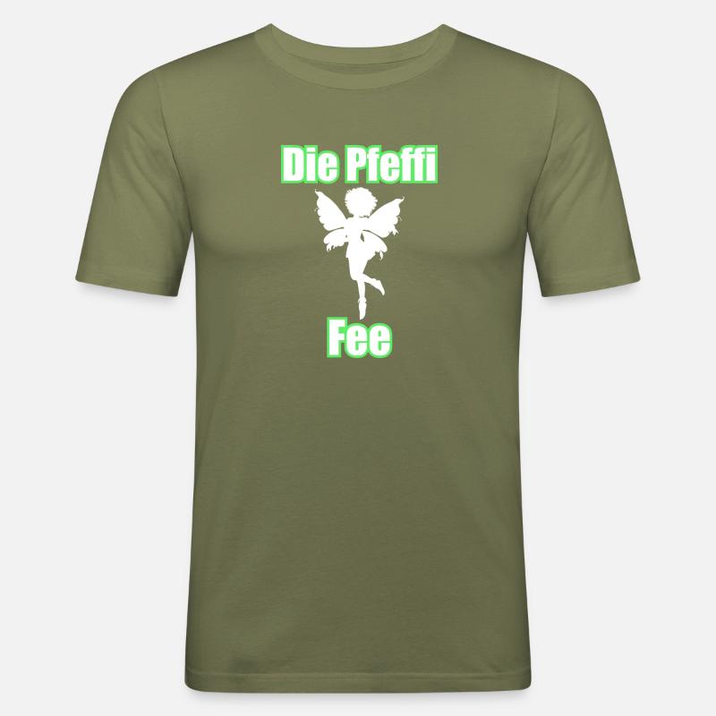 Die Pfeffi Fee - Männer Slim Fit T-Shirt - Khaki Grün