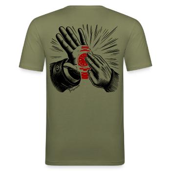 Keine langweiligen Uhren - Männer Slim Fit T-Shirt - Khaki Grün - Hinten - Jaron (178cm)