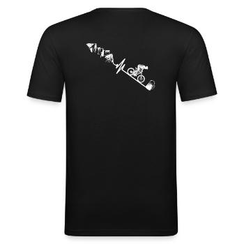 Mountainbike MTB Berge Downhill - Männer Slim Fit T-Shirt - Schwarz - Hinten - Nik (191cm)