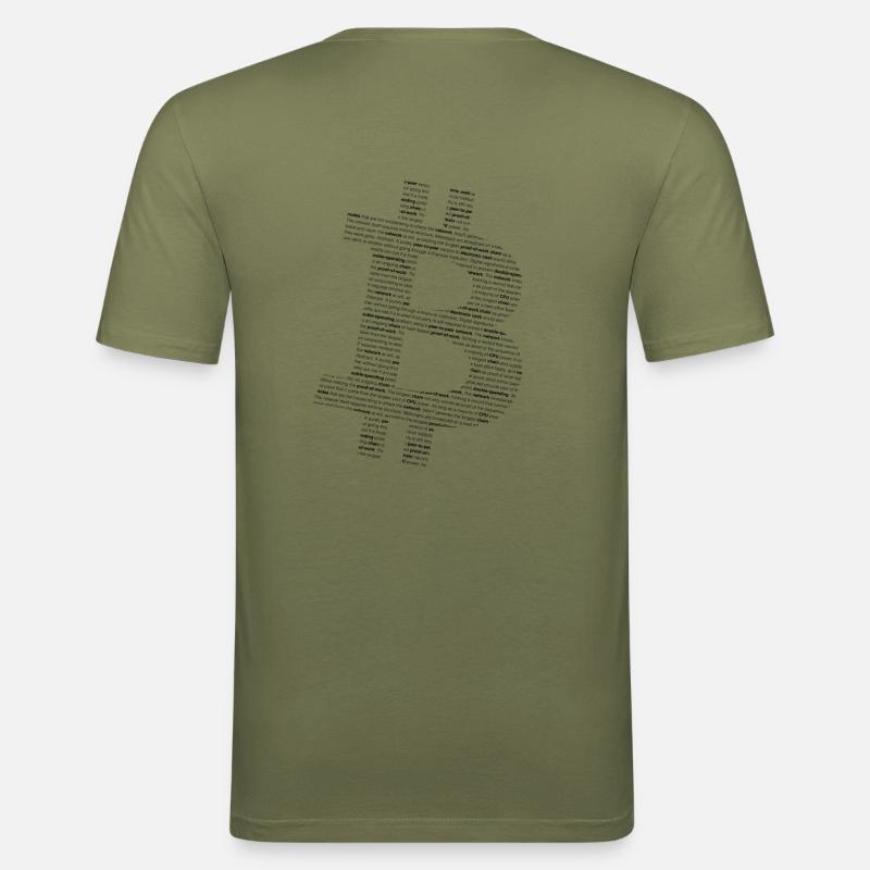Bitcoin-Logo mit Whitepaper-Text - Männer Slim Fit T-Shirt - Khaki Grün