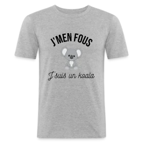 Modèle T-shirt "J'm'en Fous, J'suis un Koala" - Humour Décontracté personnalisé sur T-shirt près du corps Homme