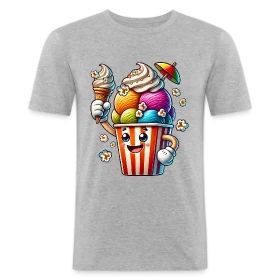 Modèle T-Shirt Glace Comic : Fun, Fraîcheur Estivale &amp; Gourmandise personnalisé sur T-shirt près du corps Homme