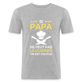 Modèle T-Shirt Humour Papa Cuisinier - On est foutus ! personnalisé sur T-shirt près du corps Homme