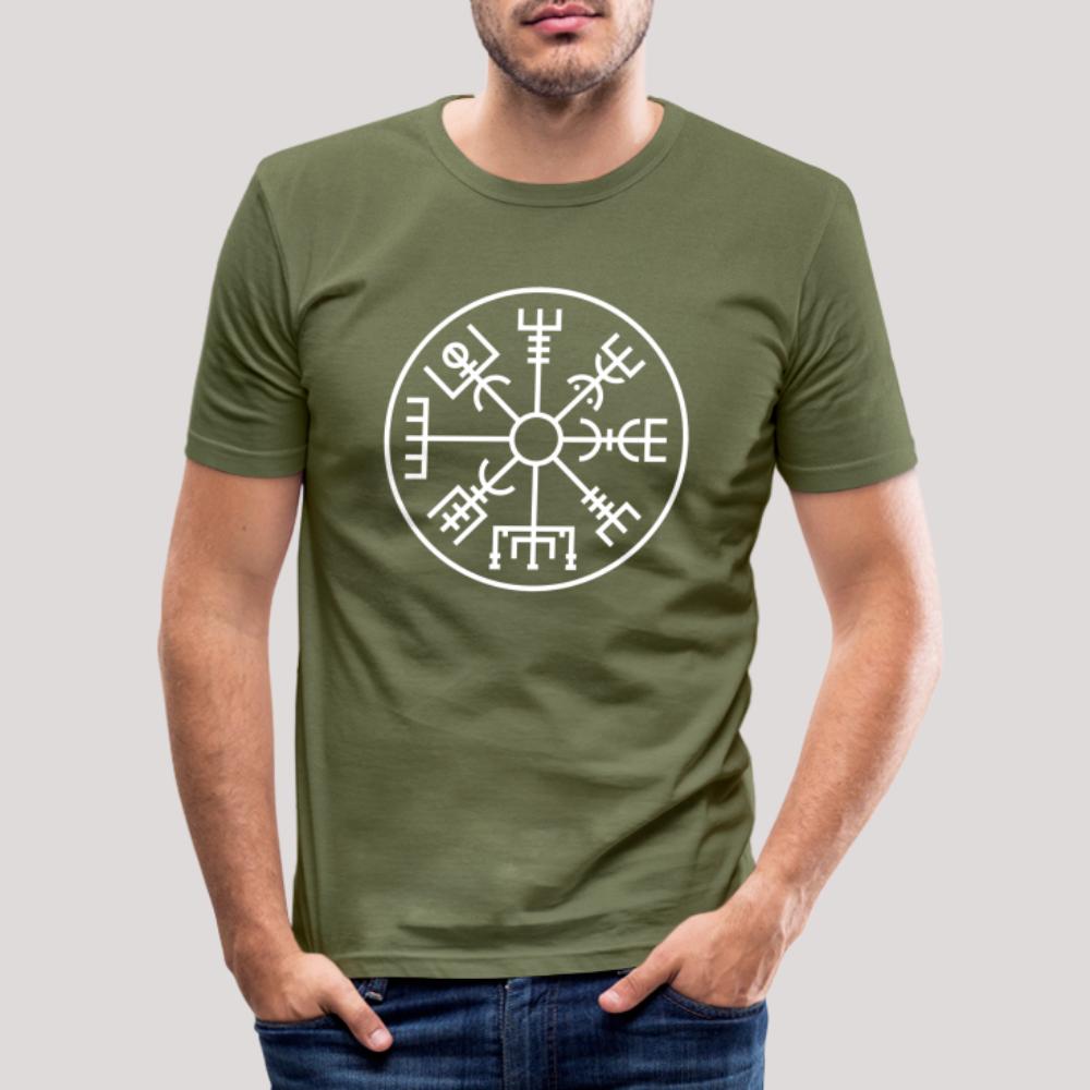 Vegvisir Kreis - Männer Slim Fit T-Shirt khaki Grün