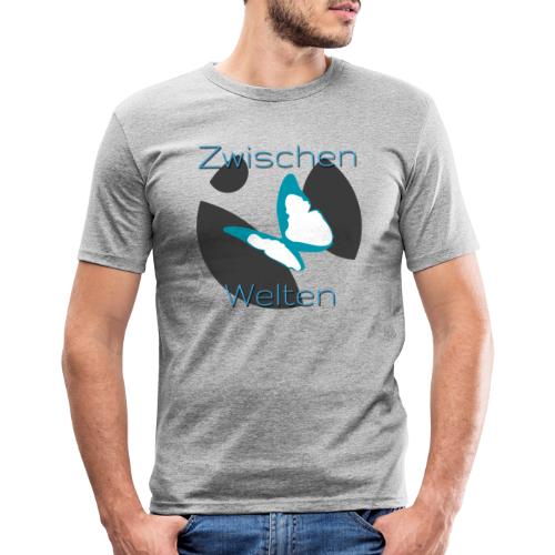 Zwischen-Welten Logo mit Schrift - Männer Slim Fit T-Shirt