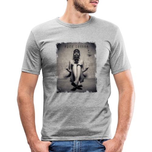 DOUBLE FUCK YOU CORONA - Männer Slim Fit T-Shirt