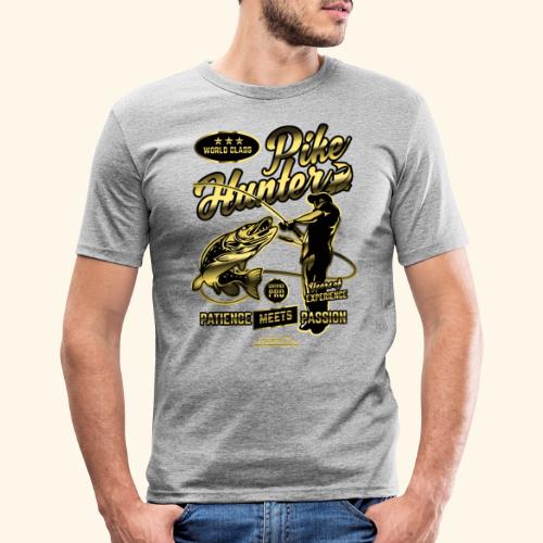 Angler Design World Class Pike Hunter & Hecht - Männer Slim Fit T-Shirt