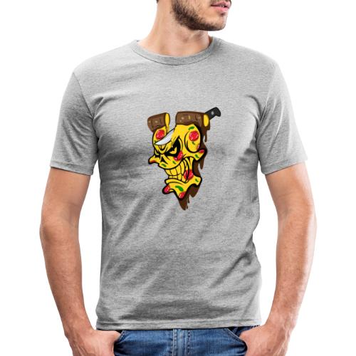 Pizza Schädel mit Messer - Männer Slim Fit T-Shirt