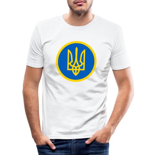 Ukraine Wappen Blau Gelb Rund Support Solidarität - Männer Slim Fit T-Shirt
