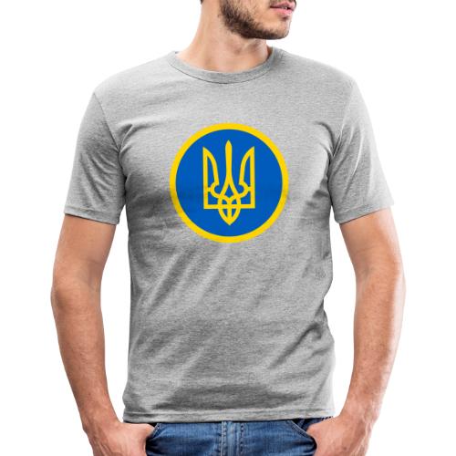 Ukraine Wappen Blau Gelb Rund Support Solidarität - Männer Slim Fit T-Shirt