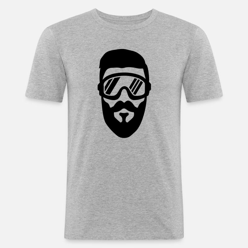 skibrille bart - Männer Slim Fit T-Shirt - Grau meliert