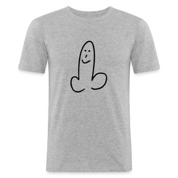 pimmel penis - Männer Slim Fit T-Shirt - Grau meliert - Vorne - Nik (191cm)